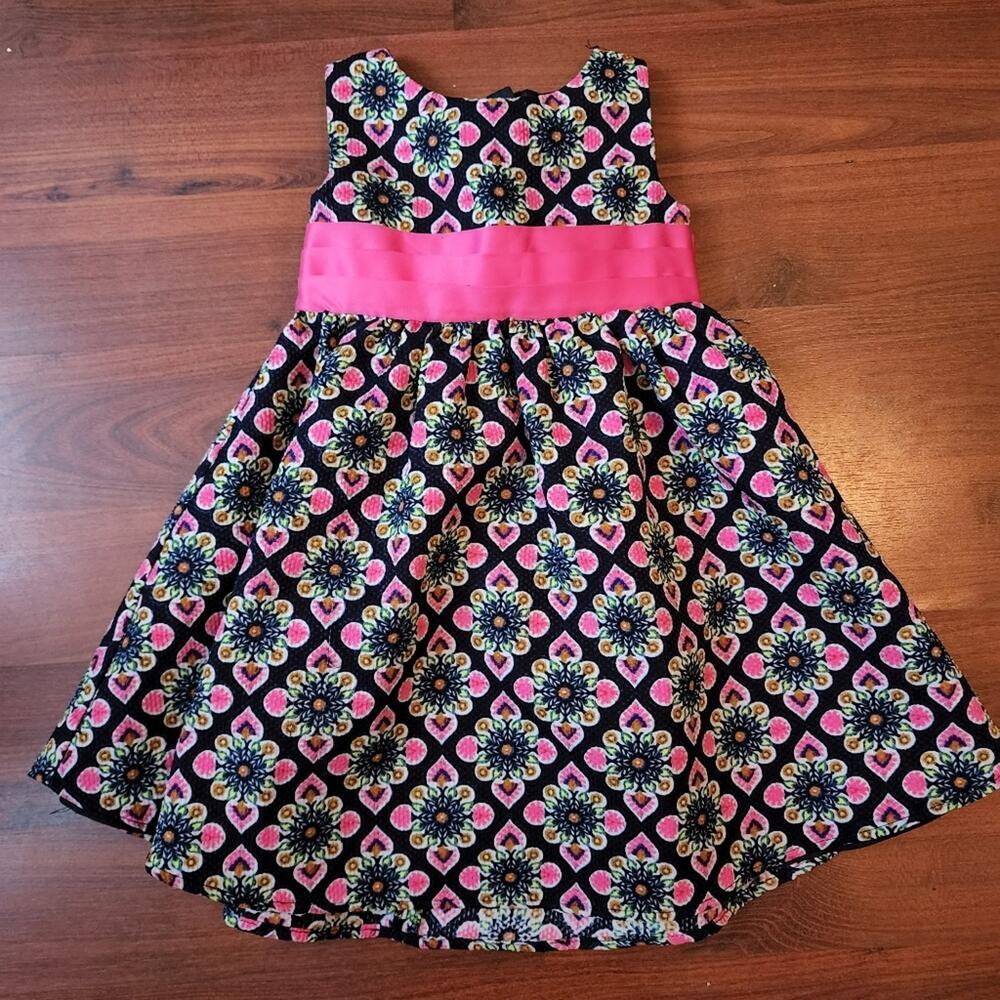 DORISSA VINTAGE PINK FLORAL DRESS WITH BOW SIZE 2T